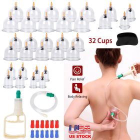 32 Cups Chinese Massage Therapy Cupping Set Body Vacuum Suction Kit Acupoint Massage Kit