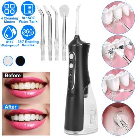 Portable Water Dental Flosser Cordless Rechargeable Dental Oral Irrigator IPX7 Waterproof Teeth Cleaner with 4 Modes 4 Nozzles 10.15oz Detachable Wate
