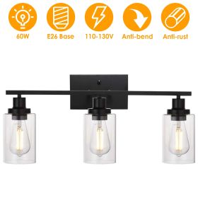 3 Light Wall Sconce Lighting with Clear Glass Shade Bathroom Vanity Lamp Fixture Modern Mounted Light for Porch Mirror Living Room Bedroom Hallway