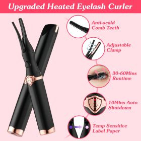 2 In 1 Clip Comb Heated Eyelash Curler Electric Mini Lash Curler Natural Eye Lash Makeup Tool with 3 Temp Settings 10Mins Shutdown