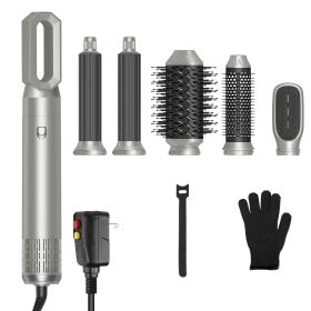 6 In 1 Hot Air Styler Volumizer Straightener Curler Dryer Automatic Wrap Styler Hair Dryer Brush Set with 3 Temp Settings ALCI Plug Glove Cable Zip Ti