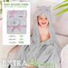 Hooded Baby Towels 33 x 33 Inch. Pink Terry Cotton Bath Towels Hooded with Elephant Face and Ears. Hooded Towels for Baby. Soft Toddler Towels for Boy