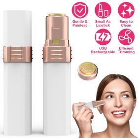Flawless Facial Hair Remover Painless Facial Hair Epilator USB Rechargeable Women\'s Face Shaver with LED Light for Lip Chin Arms (Option: White)