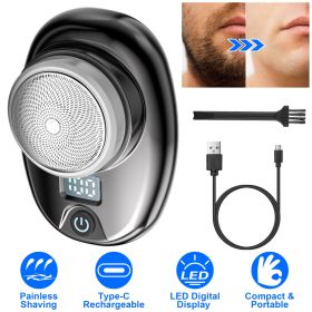 Portable Electric Shaver with LED Digital Display Type-C Rechargeable Electric Razor for Men Electric Beard Trimmer for Home Office Travel Car (Option: Black)