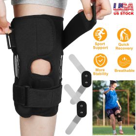 Sport Knee Brace Adjustable Open Patella Knee Support Compression Knee Wrap For Running Climbing Pain Relief Recovery of Injured Knee (Option: L)