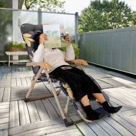 67x22in Chaise Lounger Cushion Recliner Rocking Chair Sofa Mat Deck Chair Cushion (Option: Grey_YellowLeaf)