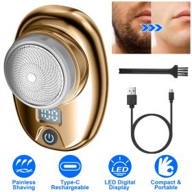 Portable Electric Shaver with LED Digital Display Type-C Rechargeable Electric Razor for Men Electric Beard Trimmer for Home Office Travel Car (Option: Gold)