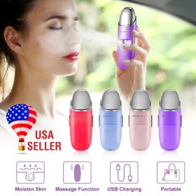 Nano Facial Mister Nano Cool Mist Facial Sprayer Portable Handy Face Steamer Moisturizing Massager USB Charge (Option: Lightblue)