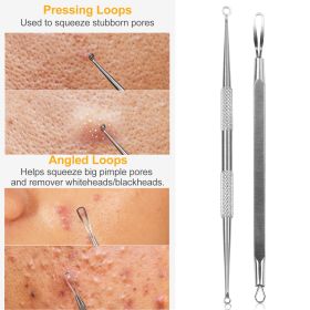 5 Pcs Blackhead Remover Kit Pimple Comedone Extractor Tool Set Stainless Steel Facial Acne Blemish Whitehead Popping Zit Removing for Nose Face Skin C (Option: Pink)