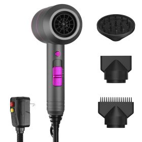 1800W Hair Dryer Portable Compact Hair Blow Dryer with Cool/Warm/Hot Wind with Diffuser Concentrator/Comb Nozzle ALCI Plug Overheat Protection for Wom (Option: Grey)