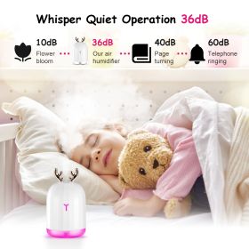 220ml Cool Mist Humidifier Ultrasonic Air Diffuser Atomizer w/7 Color Breathing Lights  Auto Off Office Home Yoga (Option: Deer)