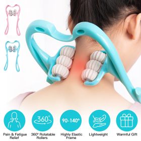 Neck Roller Massager 360º Rotatable Trigger Point Roller Portable Massager with 6 Balls for Neck Leg Thigh Foot Pain Relief (Option: Pink)