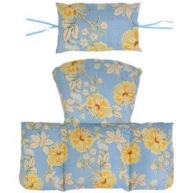 Egg Chair Cushion Hanging Basket Seat Cushion Thicken Soft Egg Swing Chair Pad Hanging Egg Chair Cushion with Headrest (Option: Blue_YellowLeaf)