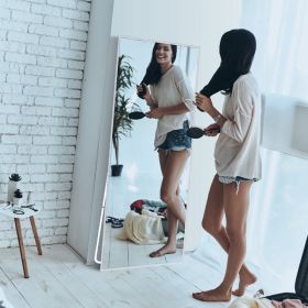 Full Length Mirror 63x18.9in Aluminum Alloy Wall Mirror Free Standing Floor Mirror Hanging Leaning Against Wall for Dressing Bedroom Living Room (Option: 50_160CM_White)