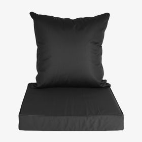 Outdoor Seat Cushion Set Waterproof Patio Furniture Cushion and Back Pillow Fade Resistant Deep Seat Set Chair Pad with Removable Cover for Chair Sofa (Option: Black)