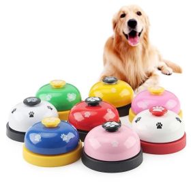 Pet Toy Training Called Dinner Small Bell Footprint Ring Dog Toys For Teddy Puppy Pet Call (Color: PINK)