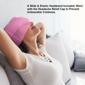 360° Massage Migraine Relief Hat Stress Relief Eye Mask Gel Hot Cold Therapy Headache Pain Relief Cap  Ice Head Wrap for Headache and Puffy Eyes (Color: PINK)
