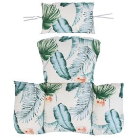 Egg Chair Cushion Hanging Basket Seat Cushion Thicken Soft Egg Swing Chair Pad Hanging Egg Chair Cushion with Headrest (Option: Beige_BlueLeaf)