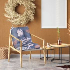2Pcs Rocking Chair Cushion Upper And Lower Back And Seat Sets with Non-Slip Ties Polyester Fiber Filling Comfortable for Indoor Home Office Car (Option: Blue_GreyLeaf)