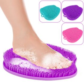 Shower Foot Scrubber Foot Massager Exfoliation Cleaner Mat Improve Foot Circulation Scrubber Foot Pain Relief Mat w/ Anti-slip Suction Cups (Option: Purple)