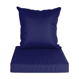 Outdoor Seat Cushion Set Waterproof Patio Furniture Cushion and Back Pillow Fade Resistant Deep Seat Set Chair Pad with Removable Cover for Chair Sofa (Option: DarkBlue)